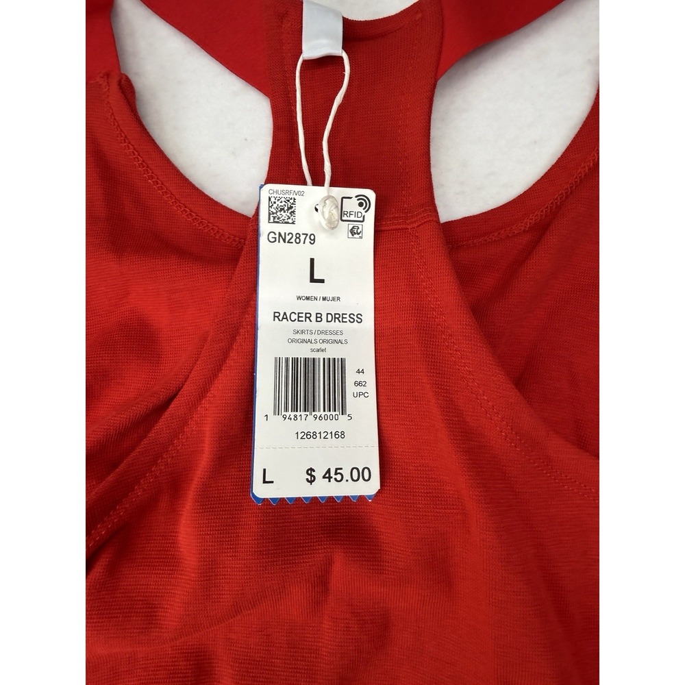 NWT Adidas Originals Racer B Dress Built in Athletic Bra Cotton Blend Scarlet L - Picture 5 of 6
